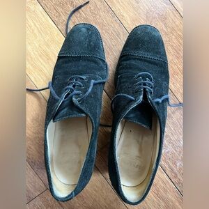 Free Lance Paris 90's Chunky Black Suede Lace Up Block Heel  Shoes US 6.5 (37)